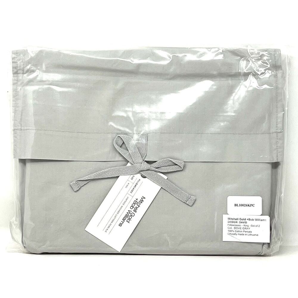 Mitchell Gold Bob Williams King Pillowcases Cotton Percale Dove Gray VTG Wash